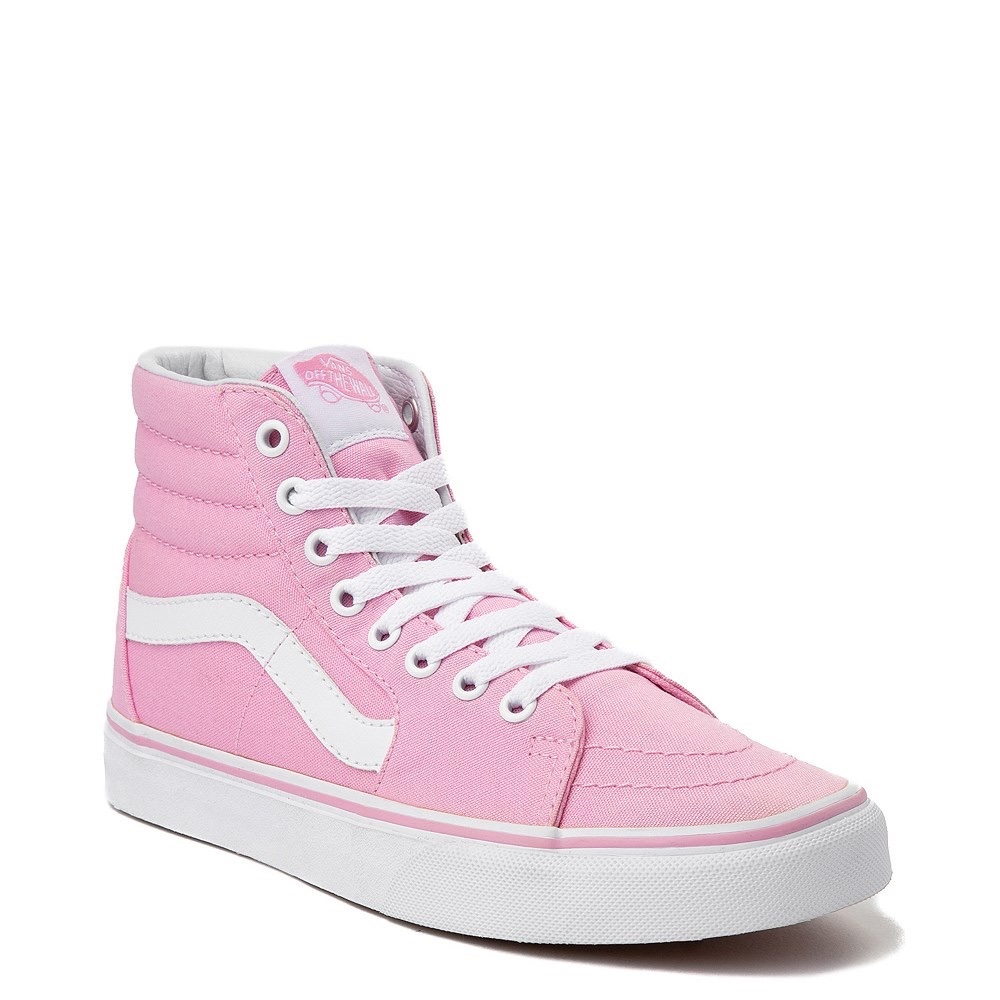 Pink and white Hightop Vans🦋